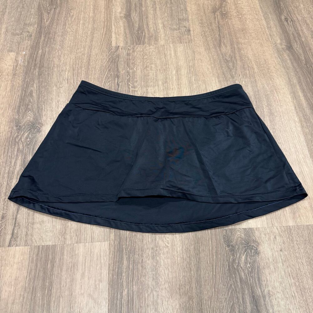 Lands End Womens Solid Black Swim Skirt Attached Brief Suit Bottom Plus Size 18